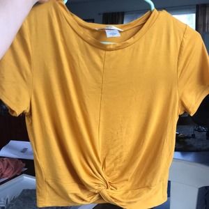 Yellow knot crop top
